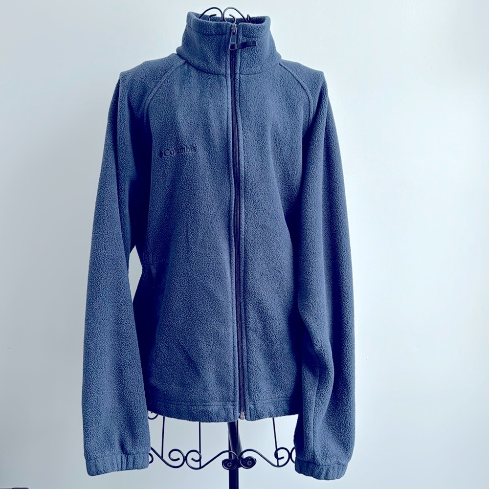 Columbia Navy Blue Size Medium Fleece Zipper Jacket with Adjustable Waistband